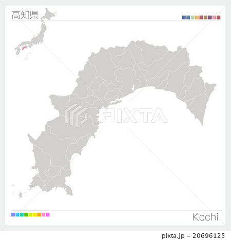 高知県の地図のイラスト素材