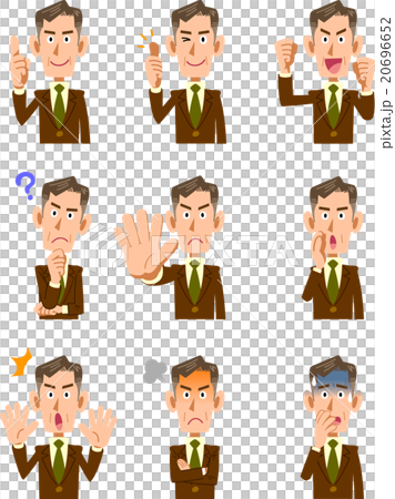 Nine-year businessman 9 kinds of gestures and facial expressions Nine-year businessman 9 kinds of gestures and facial expressions 20696652