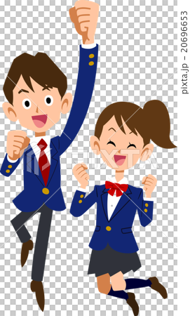 跳起來並高興的男學生和女生 跳起來並高興的男學生和女生 20696653