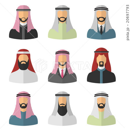 Set Arabic Men Flat Icons 20697793