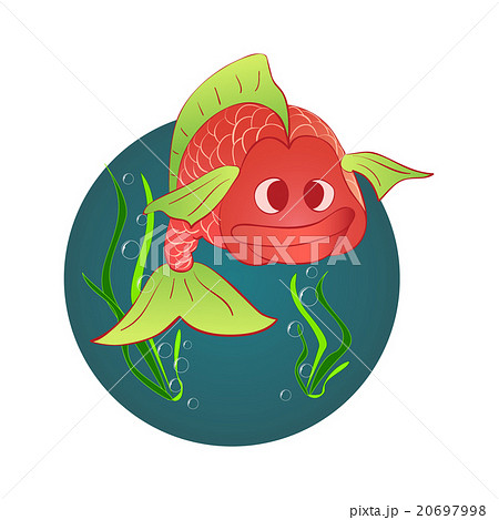 Red Fish And A Shell With A Pearlのイラスト素材