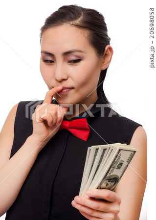 Young asian businesswoman with money 20698058