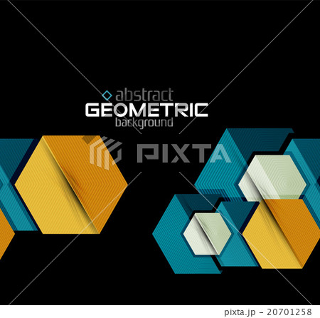 Textured paper geometric shapes on black 20701258