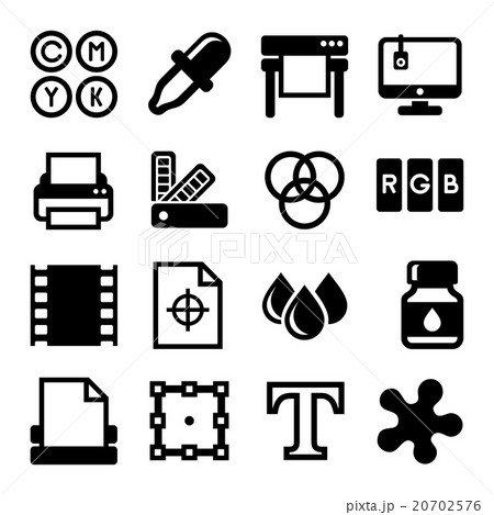 Printing Icons Set on White Background. Vector 20702576