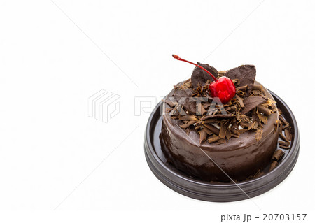 Chocolate cake with red cherry fruit. 20703157