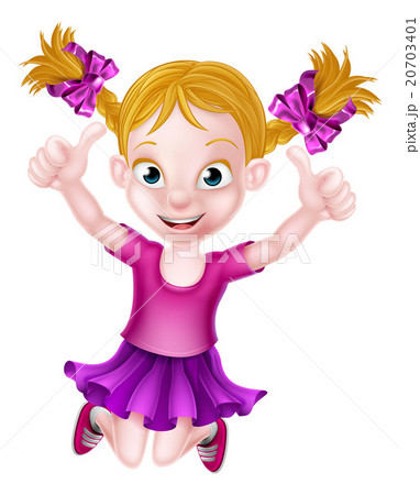 Happy Cartoon Girl Jumping 20703401