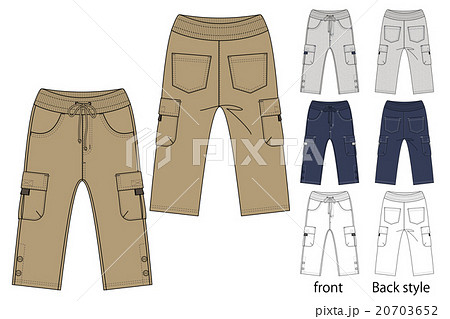 カーゴパンツ ハンガーイラスト 配色付きのイラスト素材