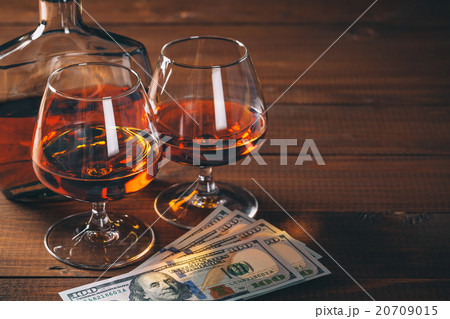 Two glasses of cognac and bottle, 20709015