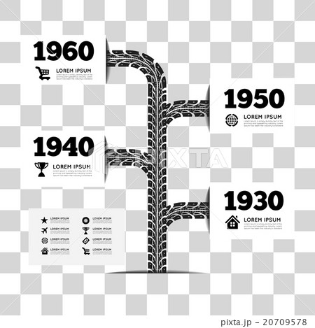 Tire tracks timeline infographics 20709578