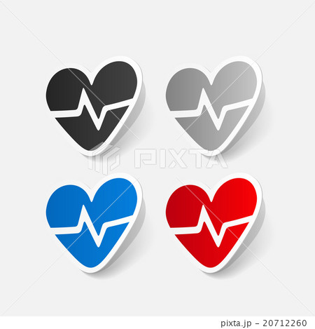 paper sticker: Heartbeat sign. heart with pulse paper sticker: Heartbeat sign. heart with pulse 20712260