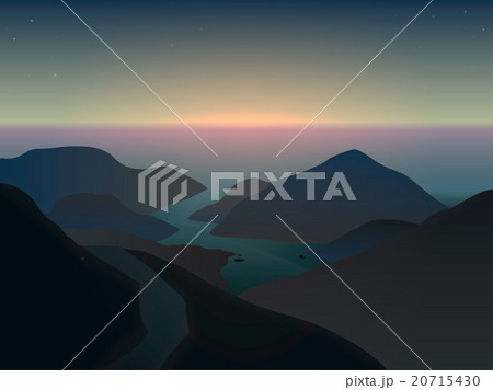illustration of a misty sunrise in mountains 20715430