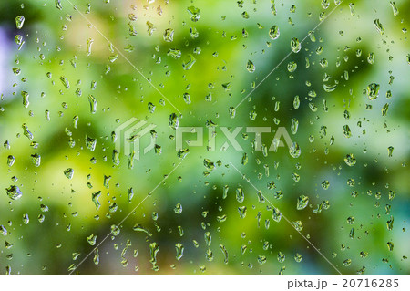 raindrops on clear glass window after raining 20716285