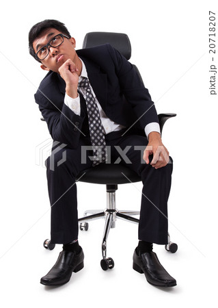 Businessman having stress on white background Businessman having stress on white background 20718207