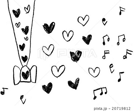 ハートクレヨン線画のイラスト素材