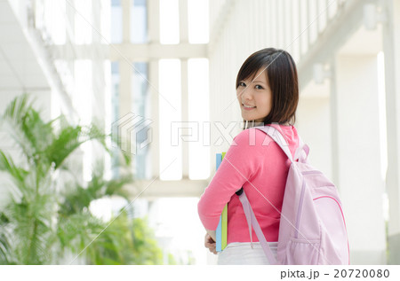 Asian college girl student at school campus 20720080