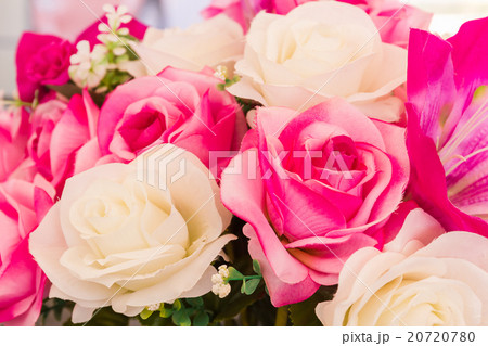 Pink and white fake flower handmade sewing flowers 20720780