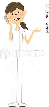 看護師 電話のイラスト素材