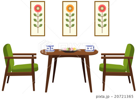 テーブルセット 北欧02 のイラスト素材