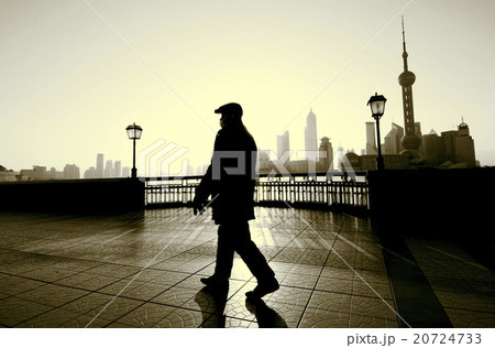 Man Walking Shanghai China Street Solitude Building Concept 20724733