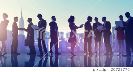 Business People New York Outdoor Meeting Silhouette Concept Business People New York Outdoor Meeting Silhouette Concept 20725776