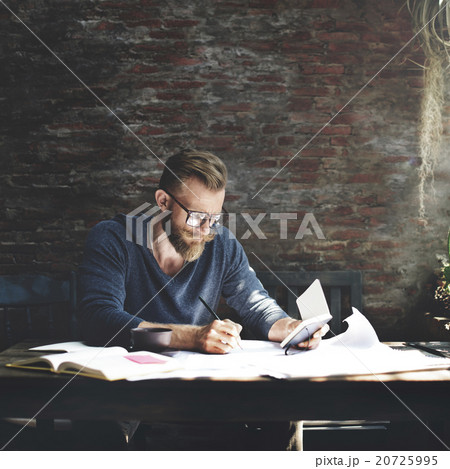 Man Working Determine Workspace Lifestyle Concept Man Working Determine Workspace Lifestyle Concept 20725995