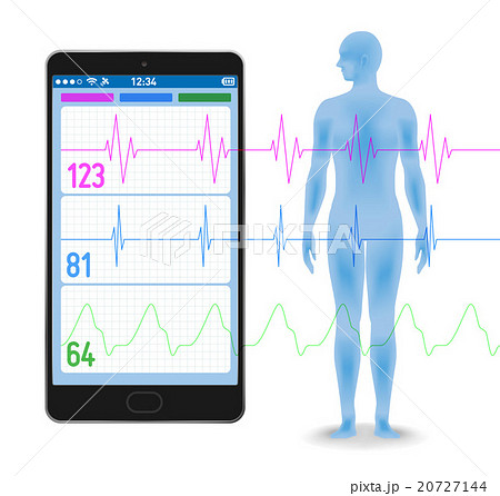 スマートフォンとバイタルサイン　ベクターイラスト 20727144