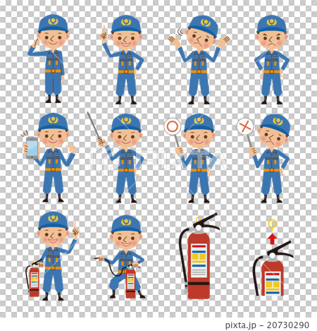 消防士・消火器のイラストセット（12種） 20730290