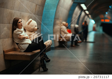 Girl is sad sitting on the bench. Girl is sad sitting on the bench. 20731117