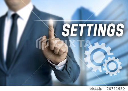 settings touchscreen is operated by businessman 20731980