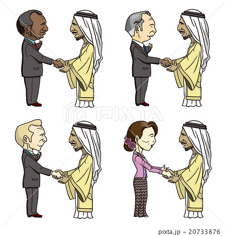 国交・政治のイメージイラスト（アラブ人男性 対 各国） 20733876