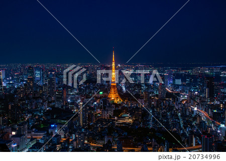 東京タワーと東京都心の夕景・夜景 東京タワーと東京都心の夕景・夜景 20734996