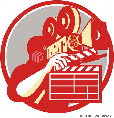 Cameraman Vintage Film Movie Camera Clapboard  20736923