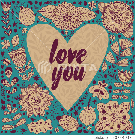 Valentine s day template greeting card. Flowers in 20744938