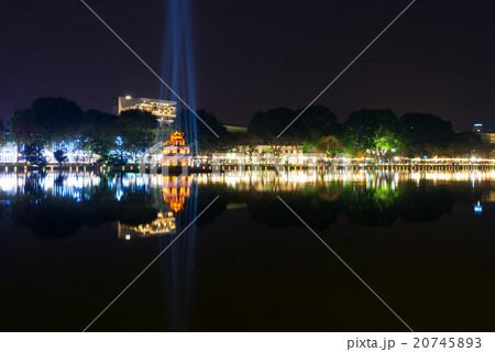 Hoan Kiem Lake at night in Hanoi Vietnam Hoan Kiem Lake at night in Hanoi Vietnam 20745893