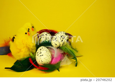 Three eggs and two chickens, Easter decoration Three eggs and two chickens, Easter decoration 20746202