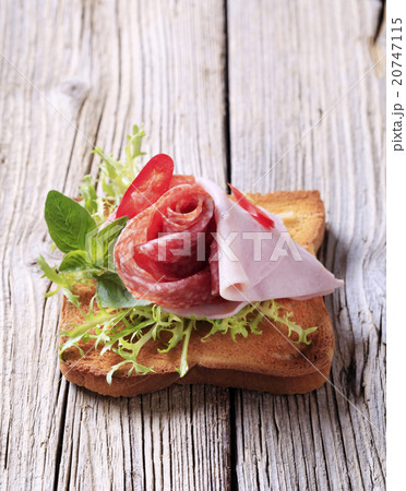 Ham and salami on toast 20747115