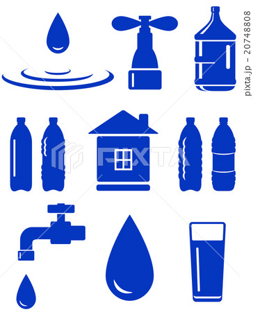 water set of icon with house, faucet, drop, bottle 20748808