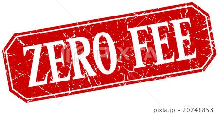 zero fee red square vintage grunge isolated sign 20748853