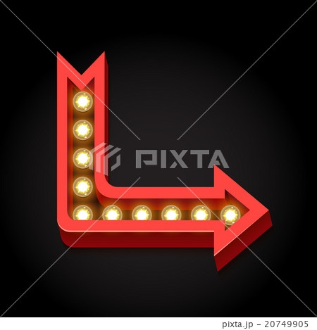 Vintage red arrow with glowing lights 20749905