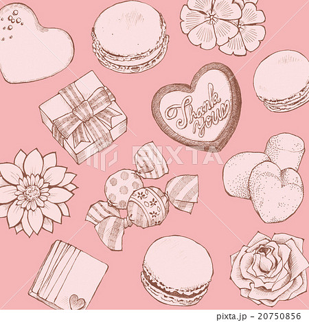 お菓子とお花の背景のイラスト素材 20750856 Pixta