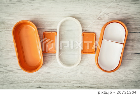 Orange folding plastic food box 20751504
