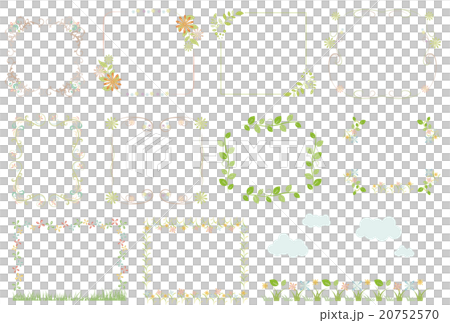 草と花のカラフル飾り罫フレーム 20752570