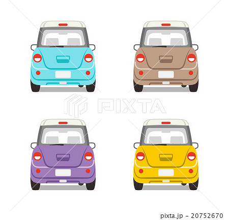 Car Rear Four Color Set Stock Illustration