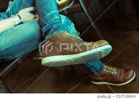 brown boot leather shoes and jean pants clothing brown boot leather shoes and jean pants clothing 20753604