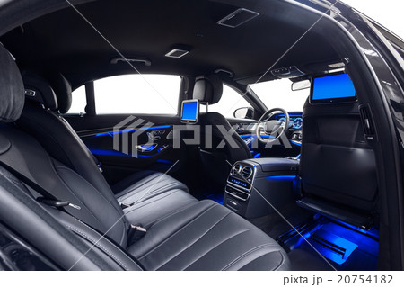 Car interior luxury black seats with ambient light 20754182