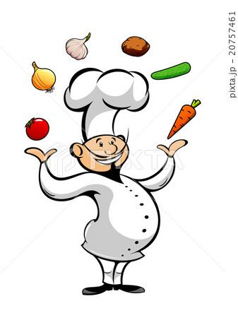 Cartoon chef juggling fresh vegetables 20757461