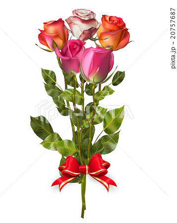 Bouquet of Roses with red bow. EPS 10 20757687