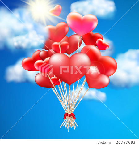Heart-shaped baloon in the sky. EPS 10 20757693