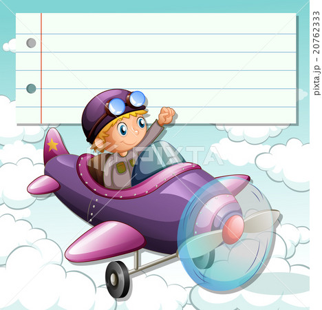 Line paper design with boy on airplane Line paper design with boy on airplane 20762333