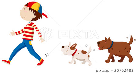 Two dogs following the man 20762483